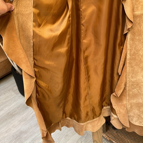 Vintage Margaret Godfrey Ruffled Leather Long Jacket - Picture 9 of 12